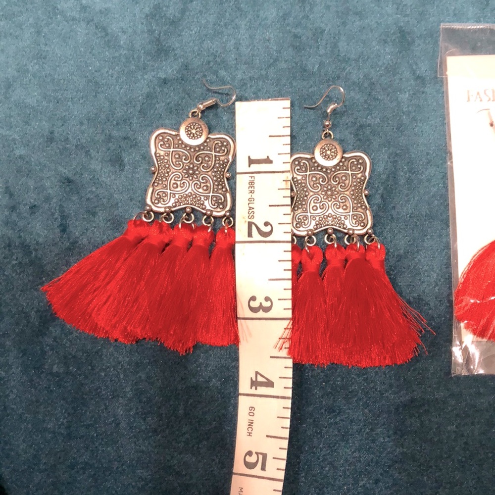 Red tassel earrings